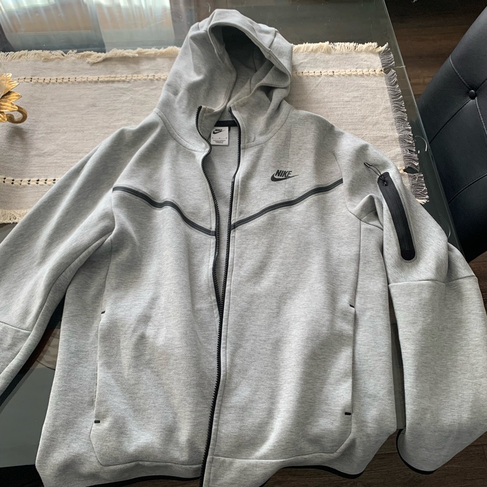 Grey Nike Tech Fleece full-zip hoodie
